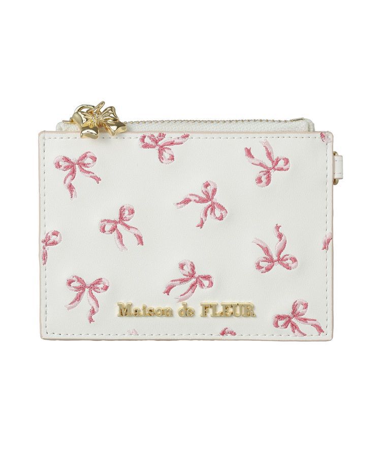 Maison de FLEUR「リボン刺繍カードケース」|財布|