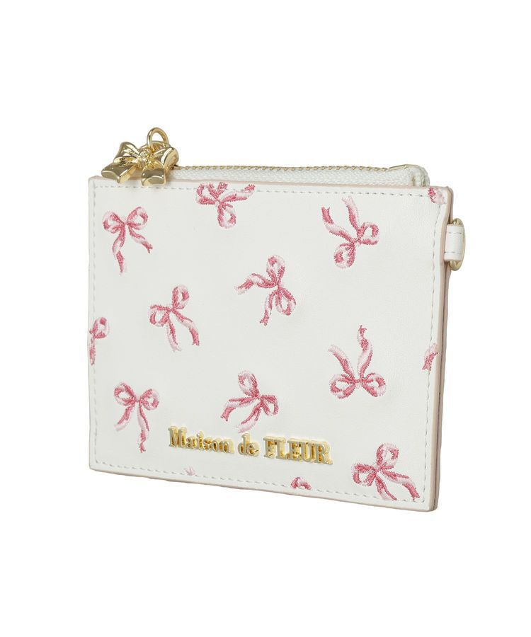 Maison de FLEUR「リボン刺繍カードケース」|財布|