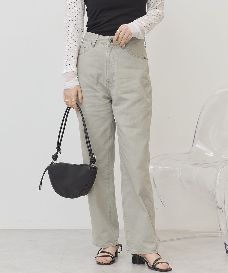 AMERICAN HOLIC「ルーズストレートカラーデニムパンツ」|デニム|Light Khaki