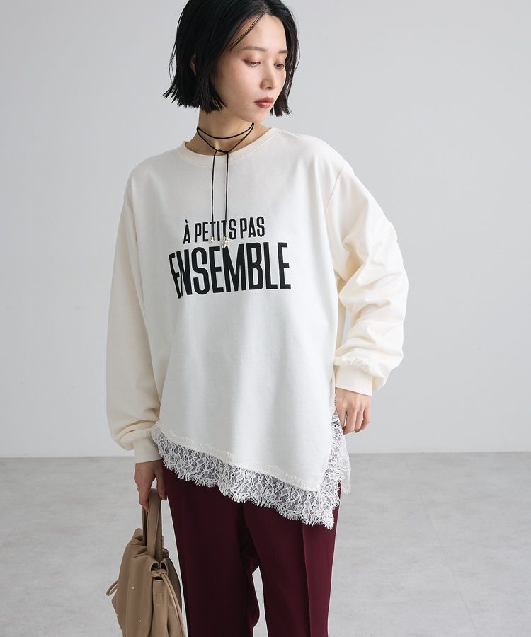 Green Parks「レースドッキングロゴ裏毛プルオーバー」|Tシャツ・カットソー|