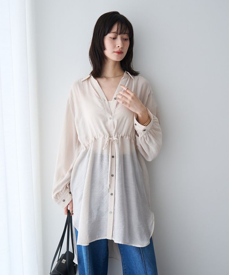 YECCA VECCA「シアー2way袖バルーンチュニック」|シャツ・ブラウス|