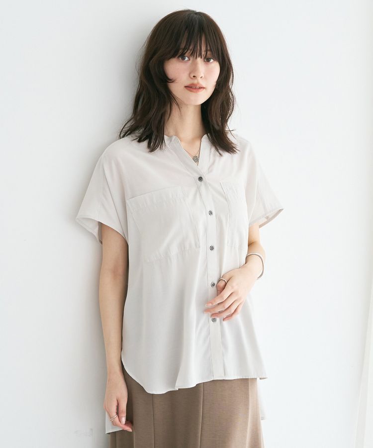 YECCA VECCA「【接触冷感/セットアップ可能】ポケットスキッパーシャツ」|シャツ・ブラウス|Gray Beige