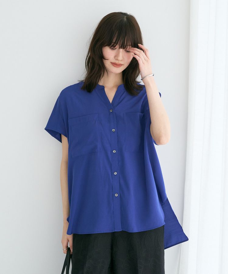 YECCA VECCA「【接触冷感/セットアップ可能】ポケットスキッパーシャツ」|シャツ・ブラウス|Blue