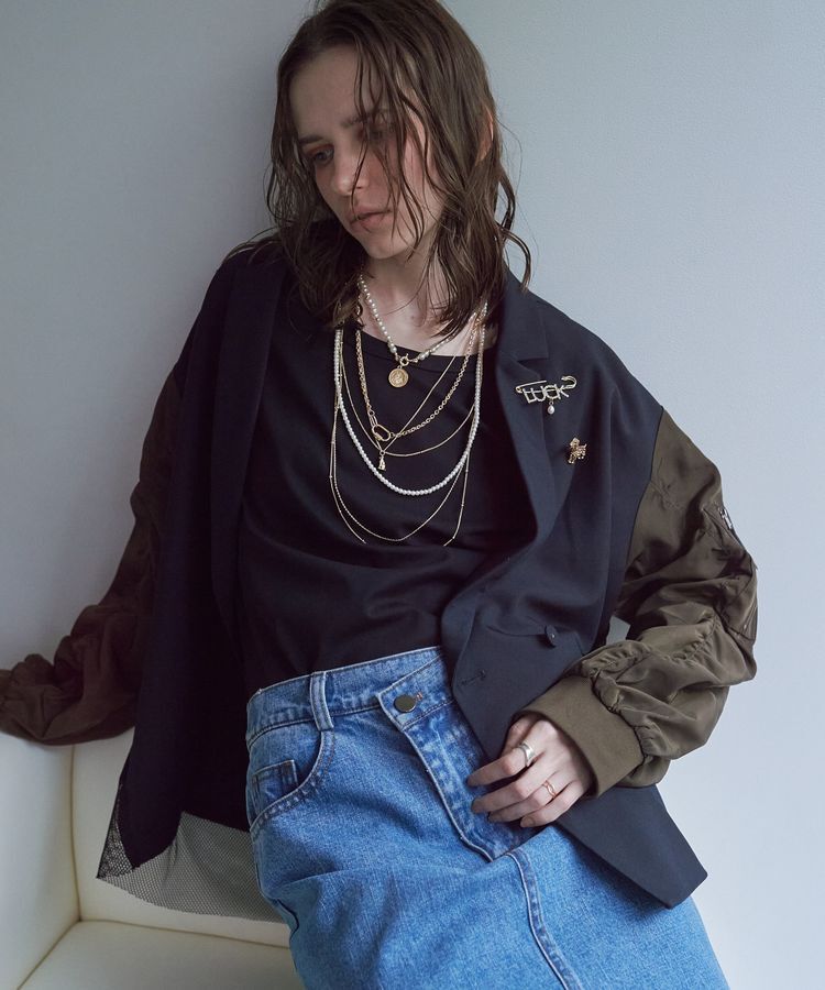 YECCA VECCA「袖口レイヤードロンTee」|Tシャツ・カットソー|