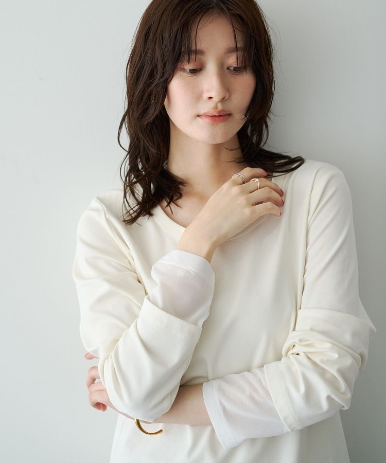 YECCA VECCA「袖口レイヤードロンTee」|Tシャツ・カットソー|