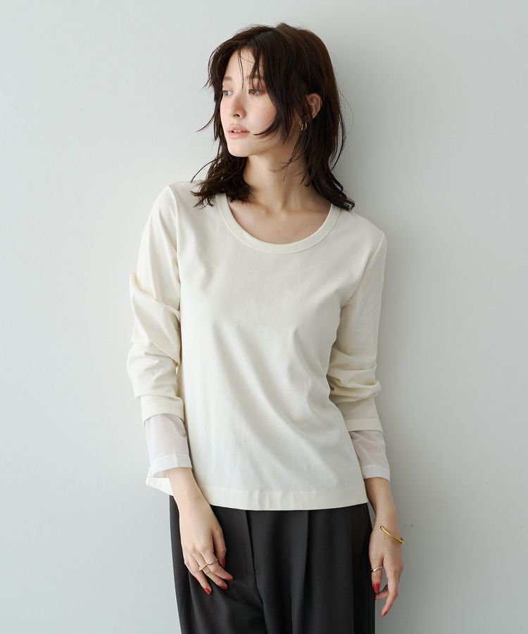 YECCA VECCA「袖口レイヤードロンTee」|Tシャツ・カットソー|