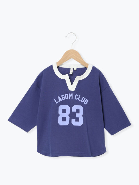 Samansa Mos2 Lagom「ナンバープリント7分袖Tシャツ」|Tシャツ・カットソー|ネイビー