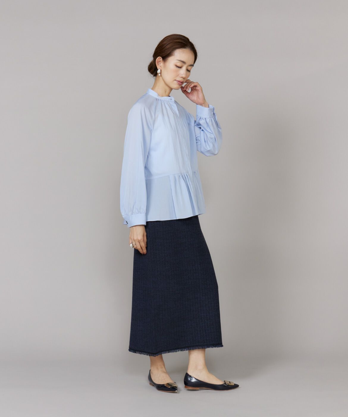 Le Souk「《大きいサイズ》ニットツイードAラインスカート」|タイト|