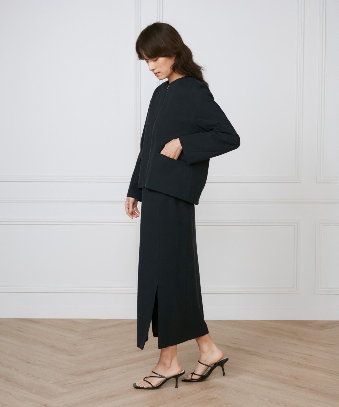 INED「《大きいサイズ》サイドスリットスカート《la veille by SUPERIOR CLOSET》」|タイト|