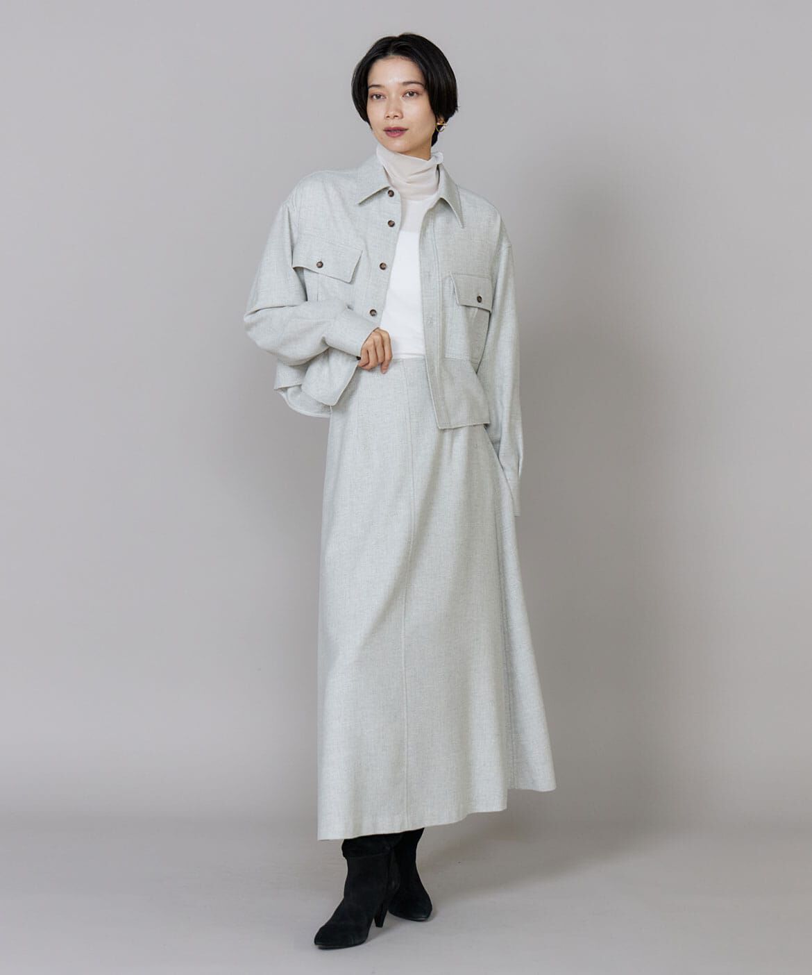 INED「《大きいｻｲｽﾞ》Aﾗｲﾝﾌﾚｱｽｶｰﾄ《MANTECO》| 美しい落ち感と上質」|スカート|