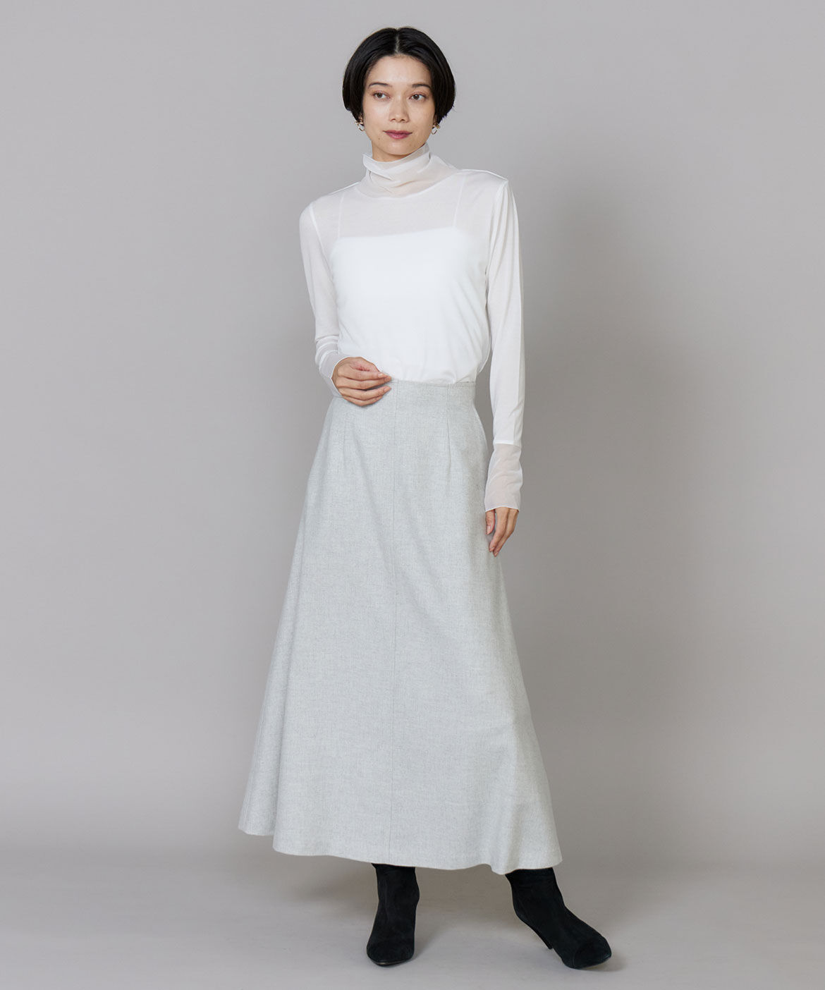 INED「《大きいｻｲｽﾞ》Aﾗｲﾝﾌﾚｱｽｶｰﾄ《MANTECO》| 美しい落ち感と上質」|スカート|