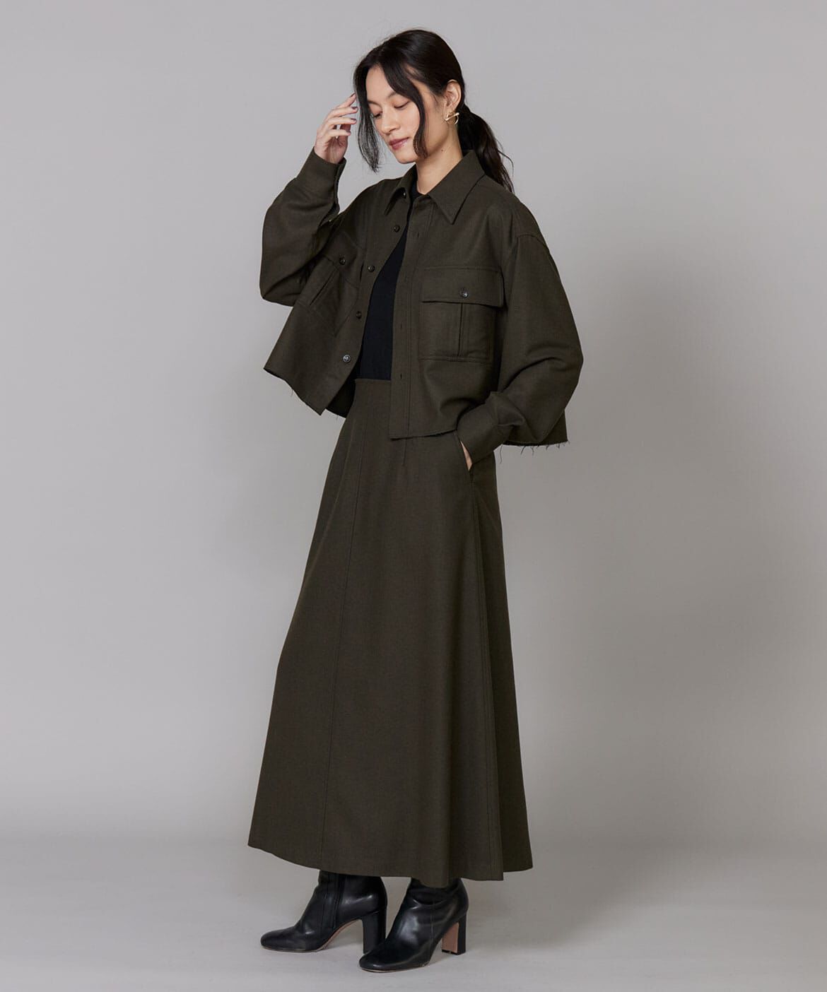 INED「《大きいｻｲｽﾞ》Aﾗｲﾝﾌﾚｱｽｶｰﾄ《MANTECO》| 美しい落ち感と上質」|スカート|