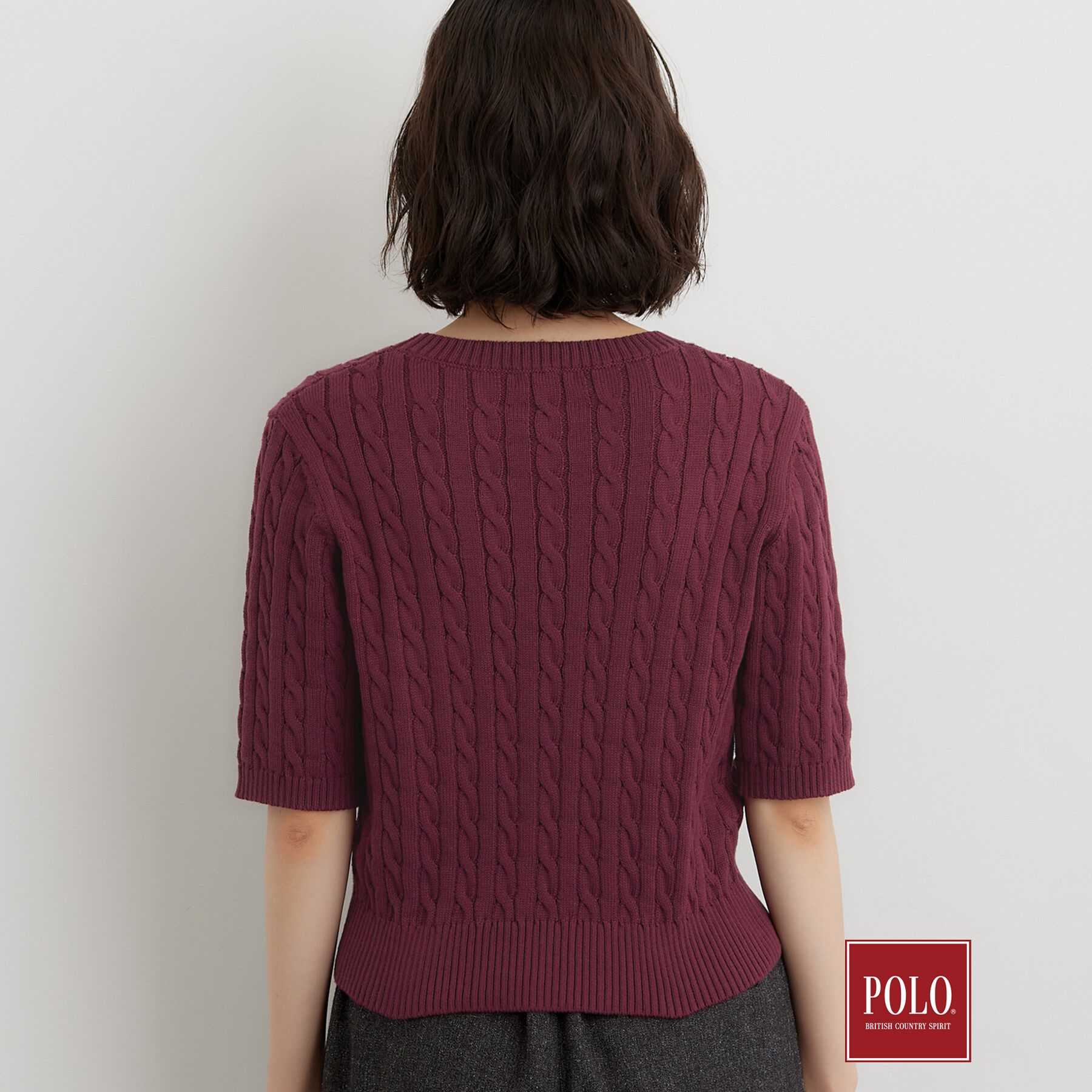 THE SHOP TK「POLO BCS/ケーブル5分袖ニット」|ニット・セーター|