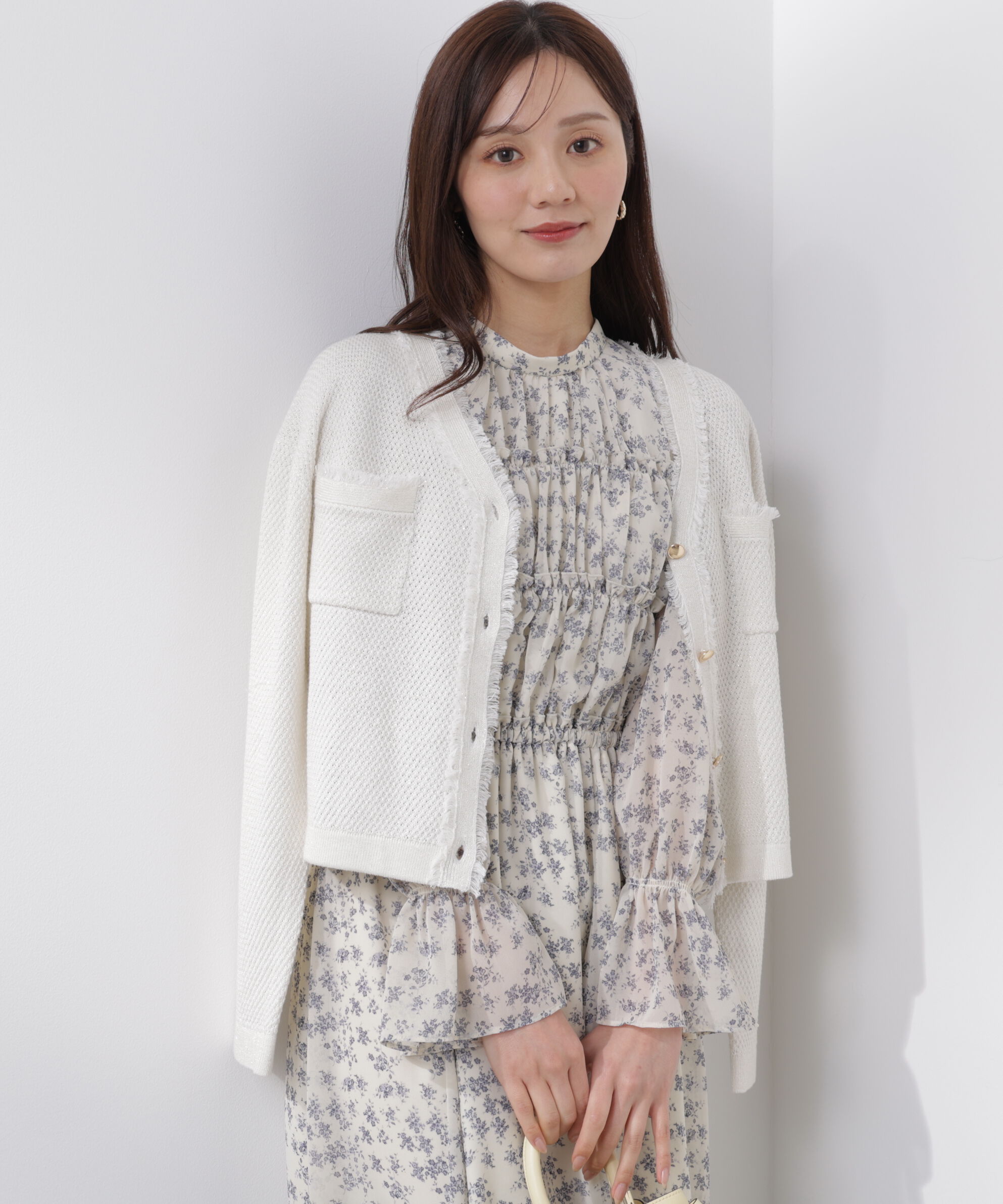 PROPORTION BODY DRESSING「ラメ透かしニットジャケット　26SS」|ニット・セーター|