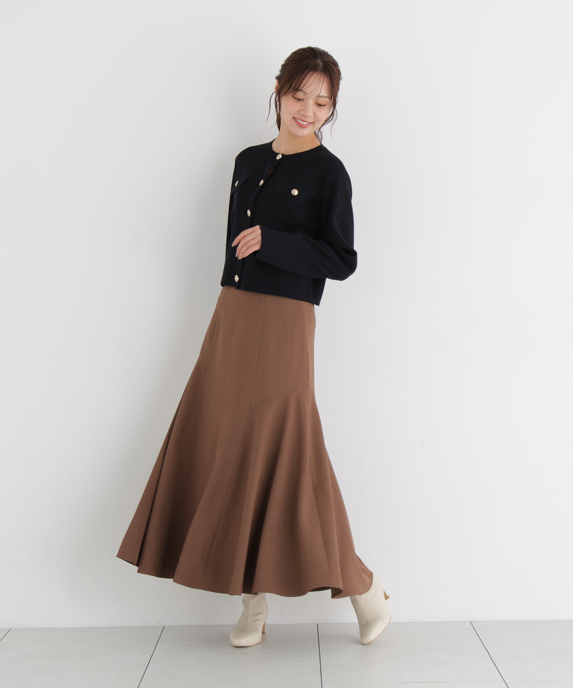 PROPORTION BODY DRESSING「アシメ切替スカート」|スカート|ブラウン