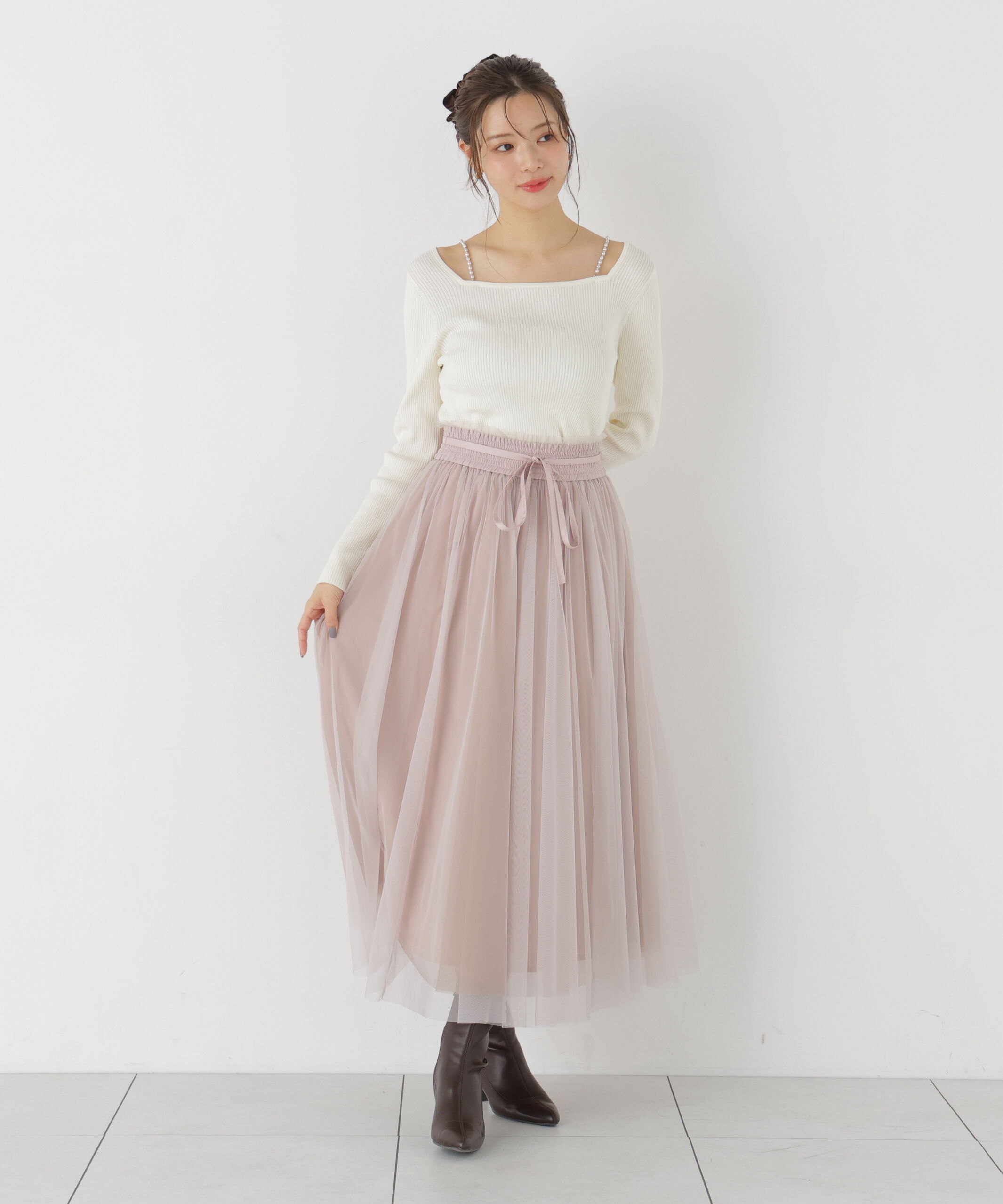 PROPORTION BODY DRESSING「＜EDIT COLOGNE＞リボン付きチュールスカート」|スカート|