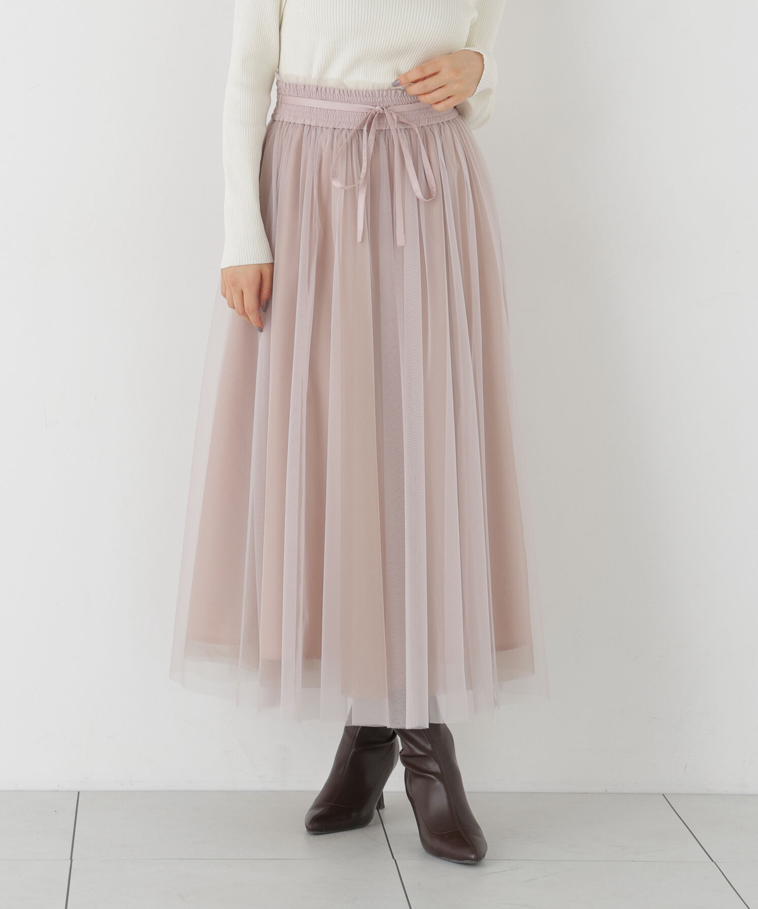 PROPORTION BODY DRESSING「＜EDIT COLOGNE＞リボン付きチュールスカート」|スカート|