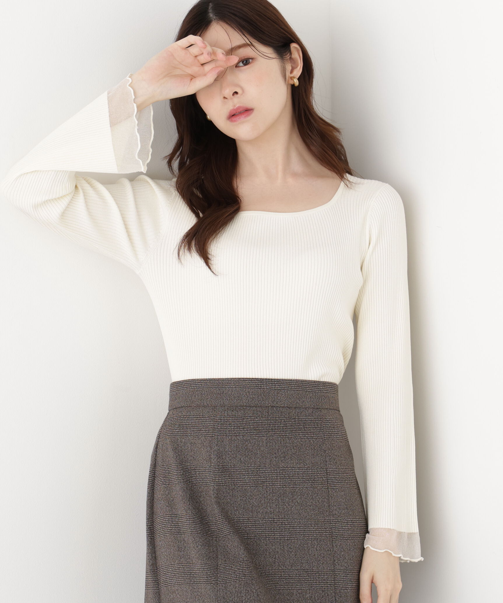 PROPORTION BODY DRESSING「スクエア部分シアーニット」|ニット・セーター|