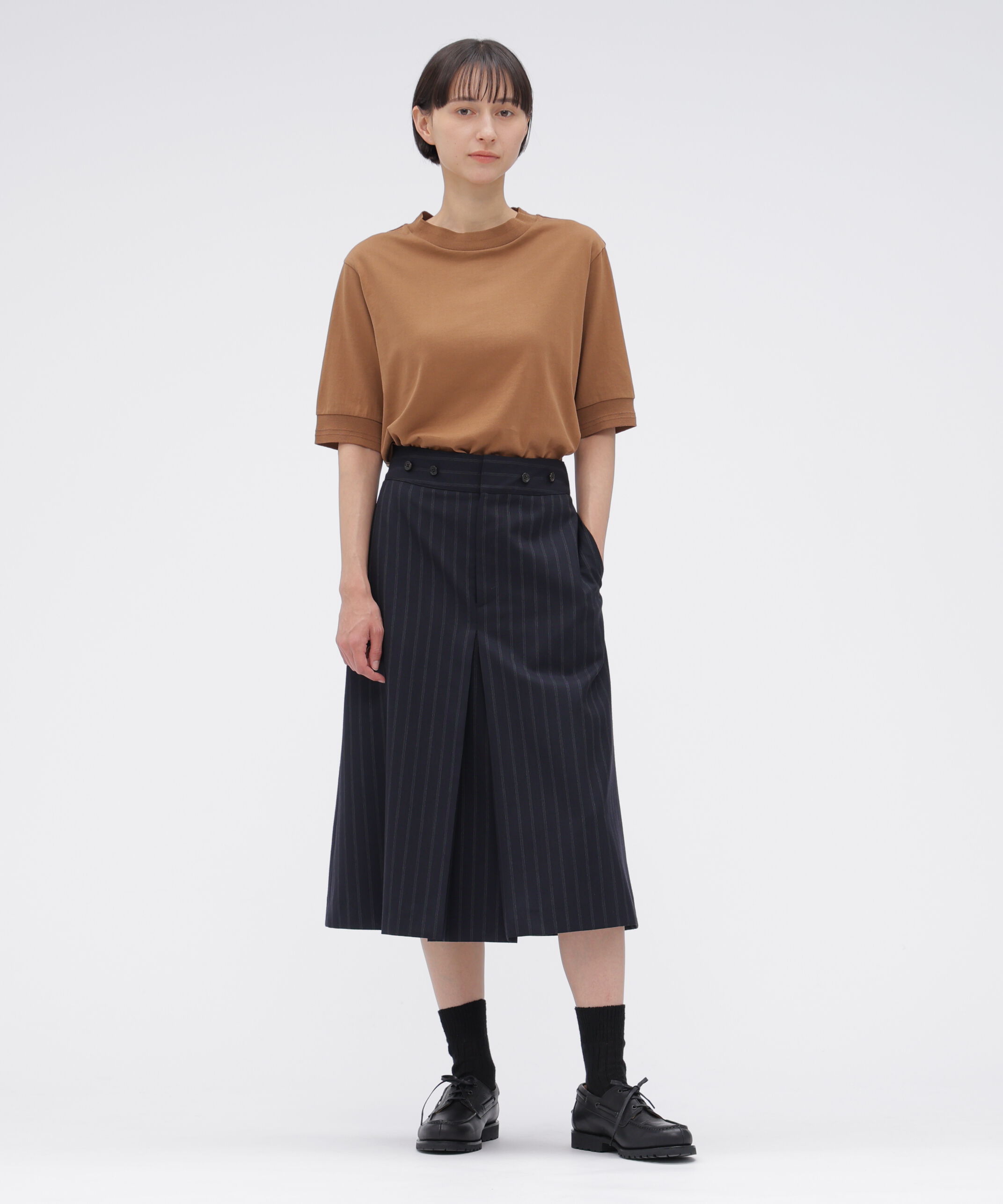  「WIDE STRIPE WOOL SKIRT」|スカート|