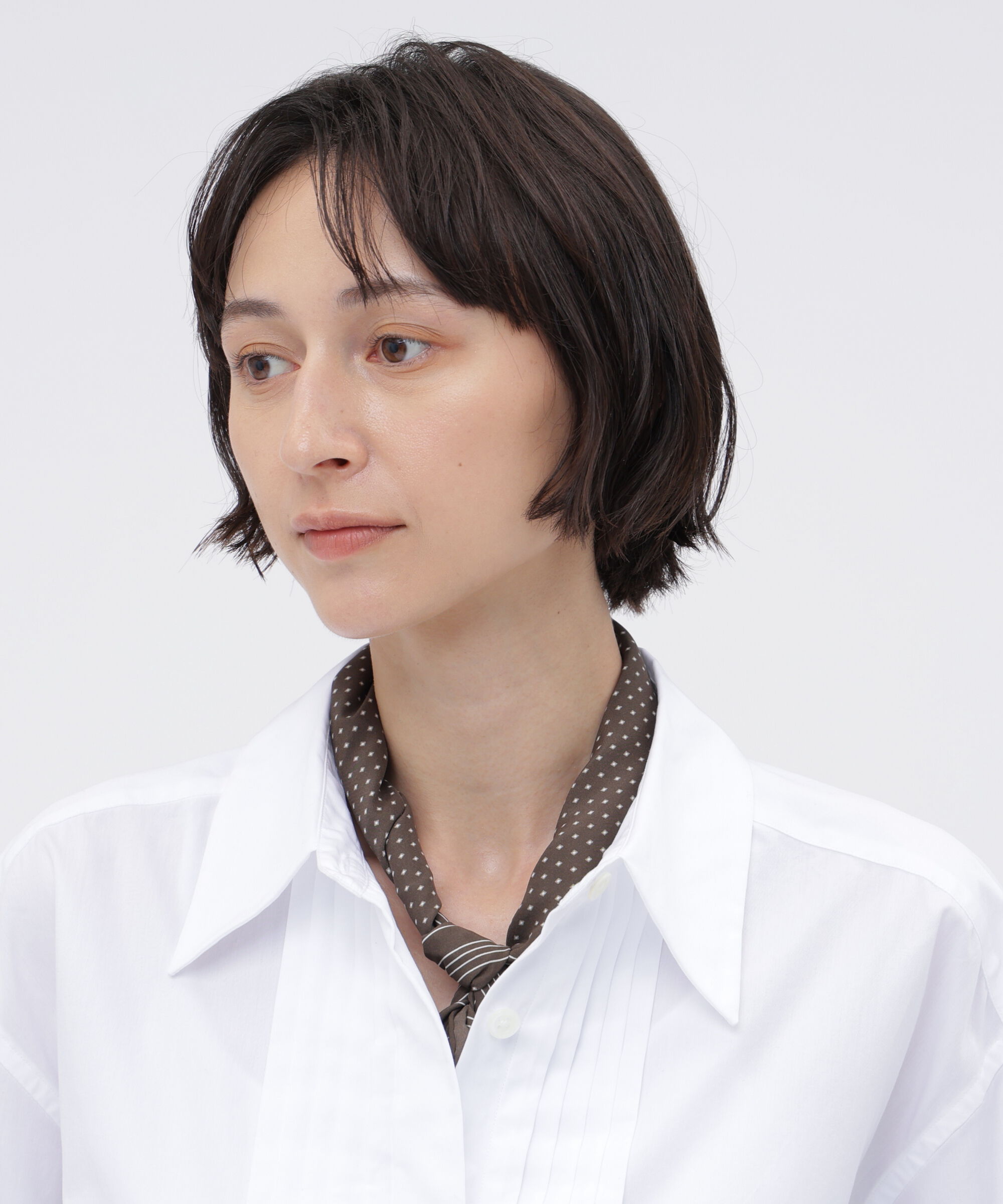  「IRREGULAR BORDER SCARF SILK」|バンダナ・スカーフ|KHAKI