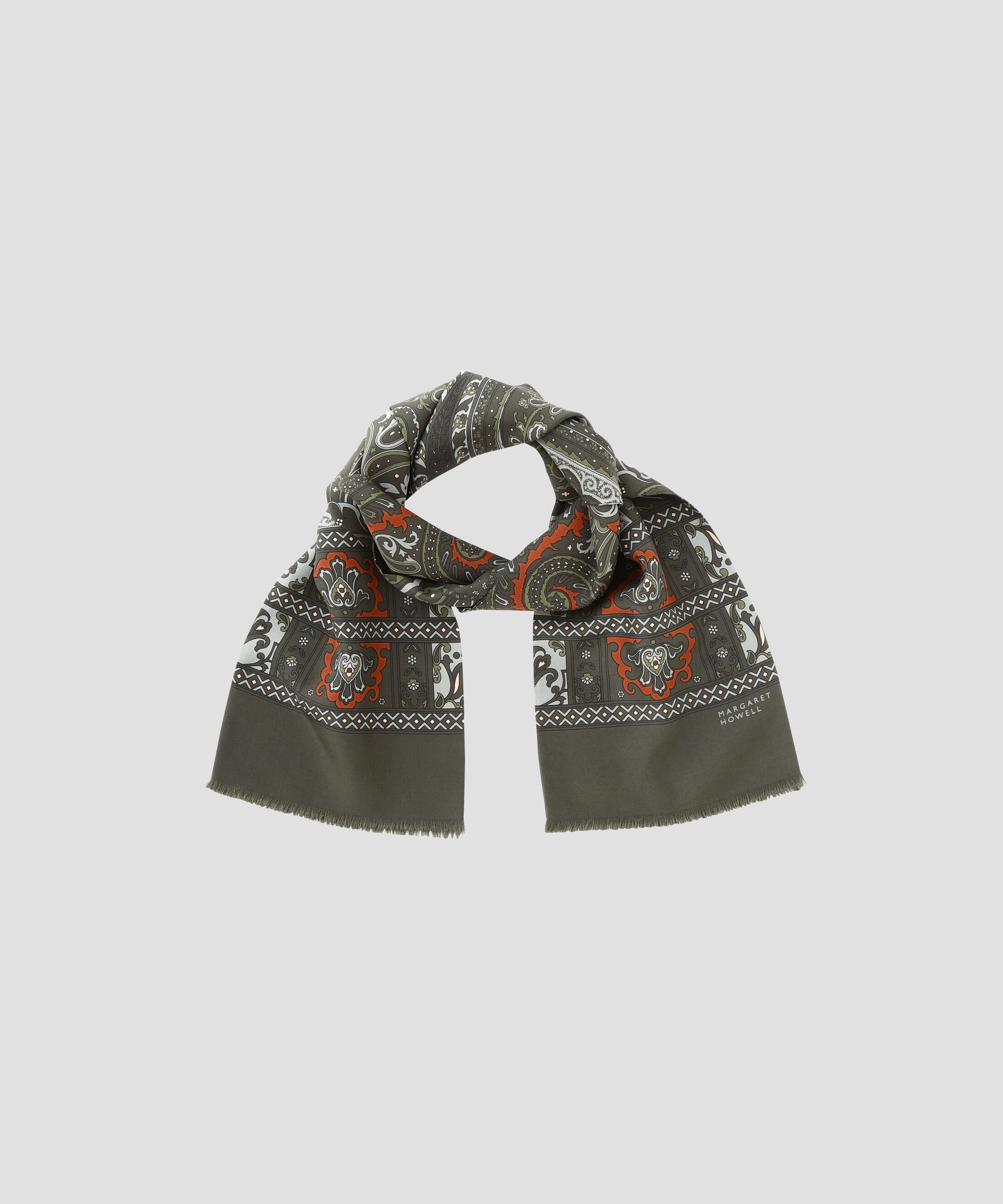  「PAISLEY SCARF SILK」|バンダナ・スカーフ|KHAKI