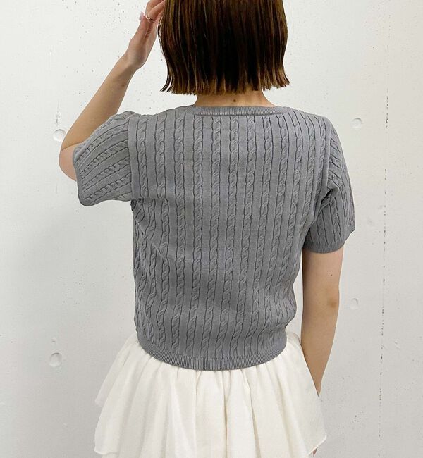 archives「ハーフスリーブロゴ刺繍ケーブルニット」|ニット・セーター|