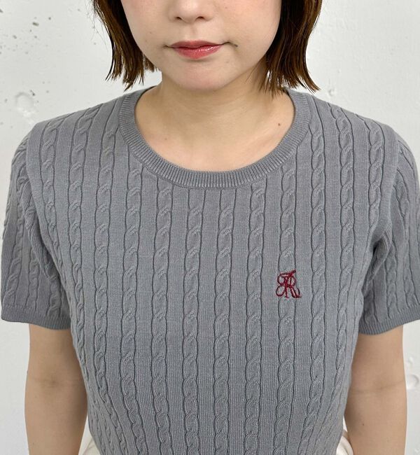 archives「ハーフスリーブロゴ刺繍ケーブルニット」|ニット・セーター|