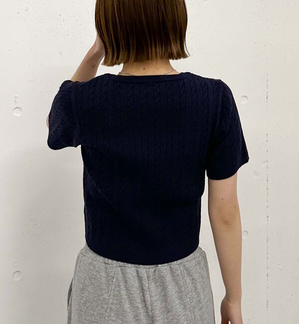 archives「ハーフスリーブロゴ刺繍ケーブルニット」|ニット・セーター|