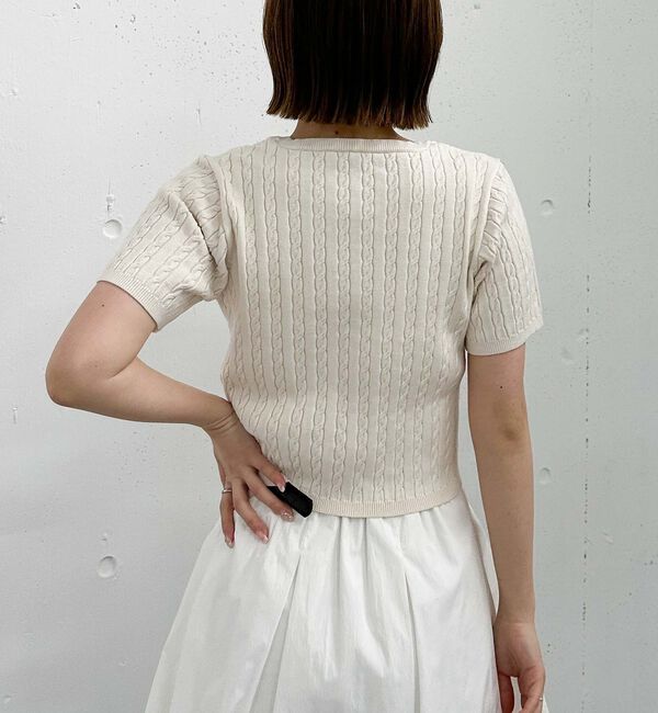 archives「ハーフスリーブロゴ刺繍ケーブルニット」|ニット・セーター|
