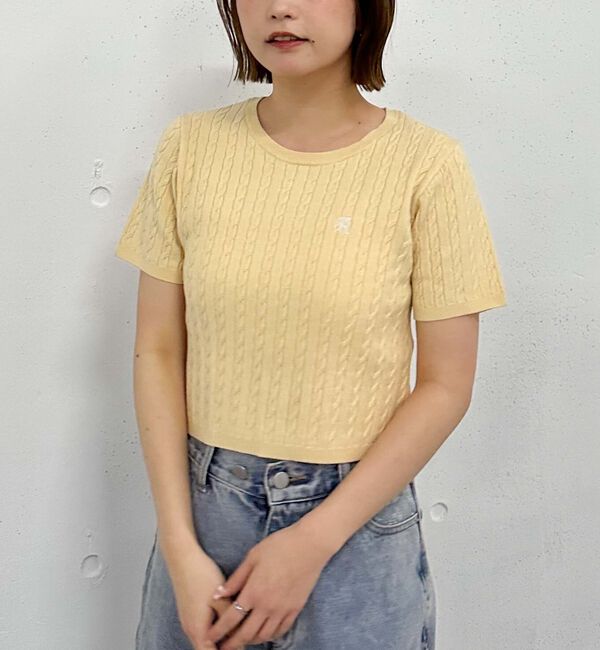 archives「ハーフスリーブロゴ刺繍ケーブルニット」|ニット・セーター|