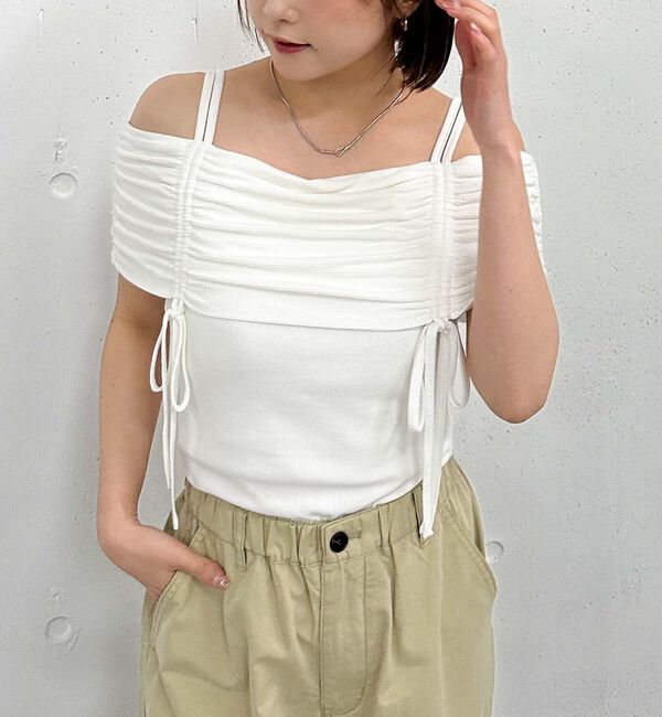 archives「ドロストオフショルカットＴＯＰＳ」|タンクトップ|OFF WHITE