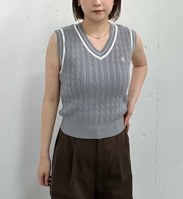 archives「ロゴ刺繍ラインケーブルニットベスト」|ニット・セーター|