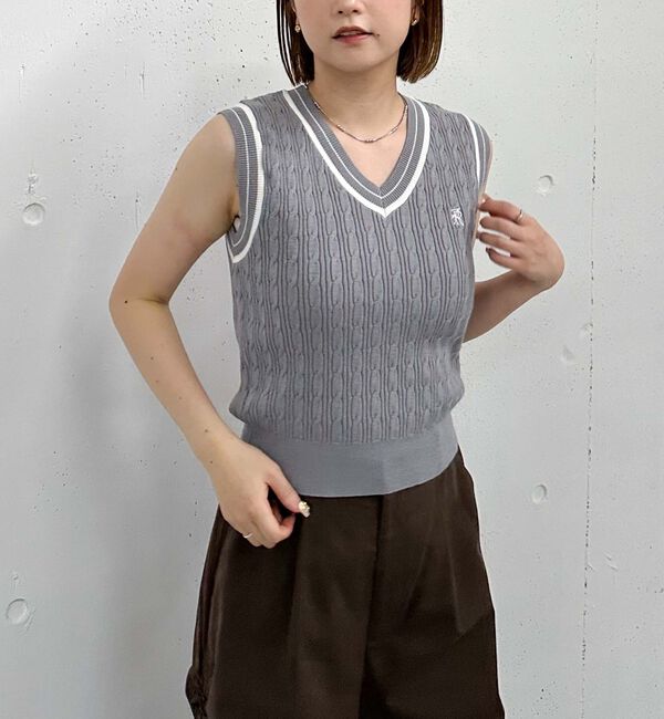 archives「ロゴ刺繍ラインケーブルニットベスト」|ニット・セーター|