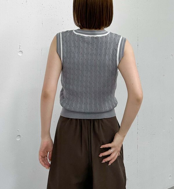 archives「ロゴ刺繍ラインケーブルニットベスト」|ニット・セーター|