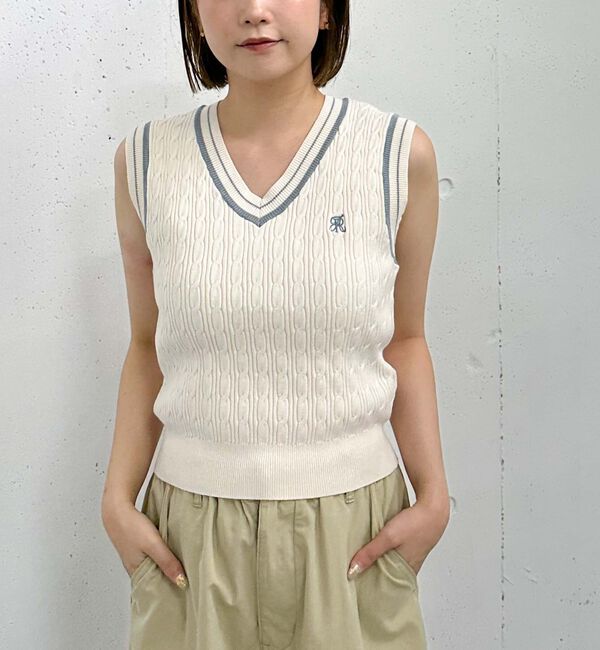 archives「ロゴ刺繍ラインケーブルニットベスト」|ニット・セーター|