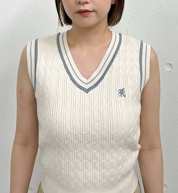 archives「ロゴ刺繍ラインケーブルニットベスト」|ニット・セーター|