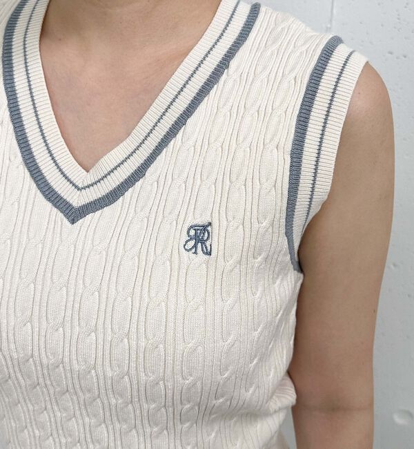 archives「ロゴ刺繍ラインケーブルニットベスト」|ニット・セーター|