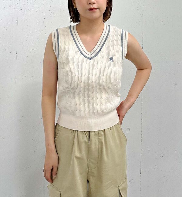 archives「ロゴ刺繍ラインケーブルニットベスト」|ニット・セーター|