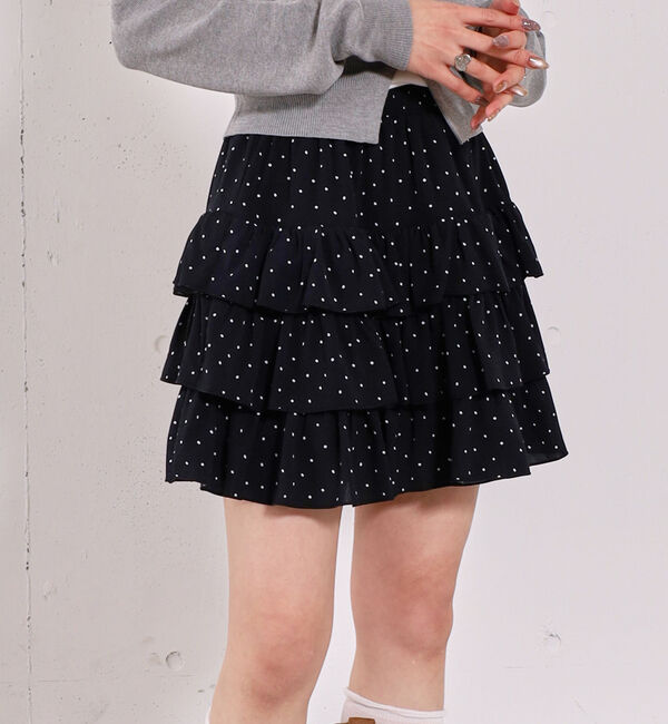 archives「ドットフリルティアードミニＳＫ」|スカート|BLACK/IVORY
