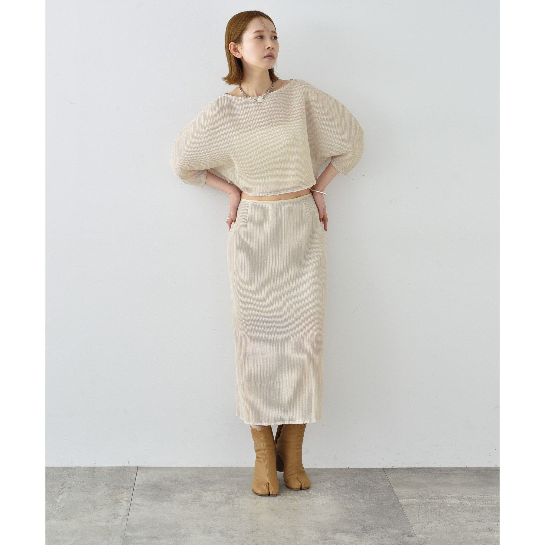 CODE A「sheer pleats skirt」|スカート|