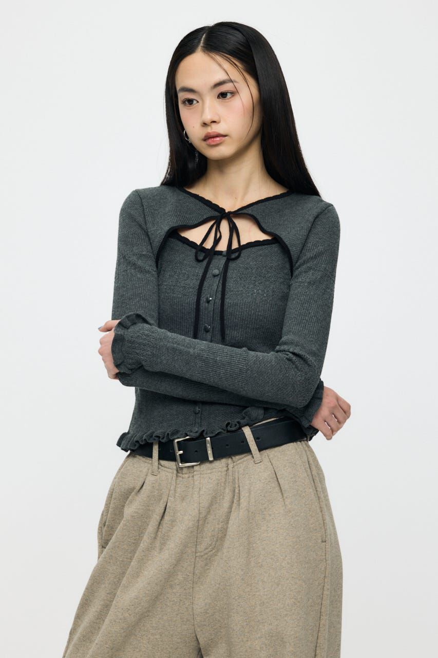 MOUSSY「BOW DESIGN LAYERED ニット」|ニット・セーター|