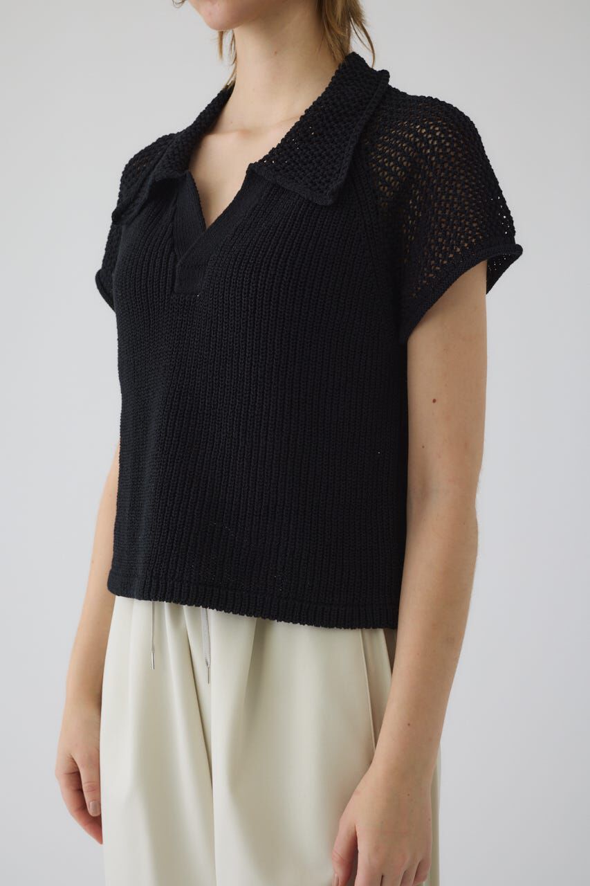 RIM.ARK 「Linen mix open collar tops」|ニット・セーター|