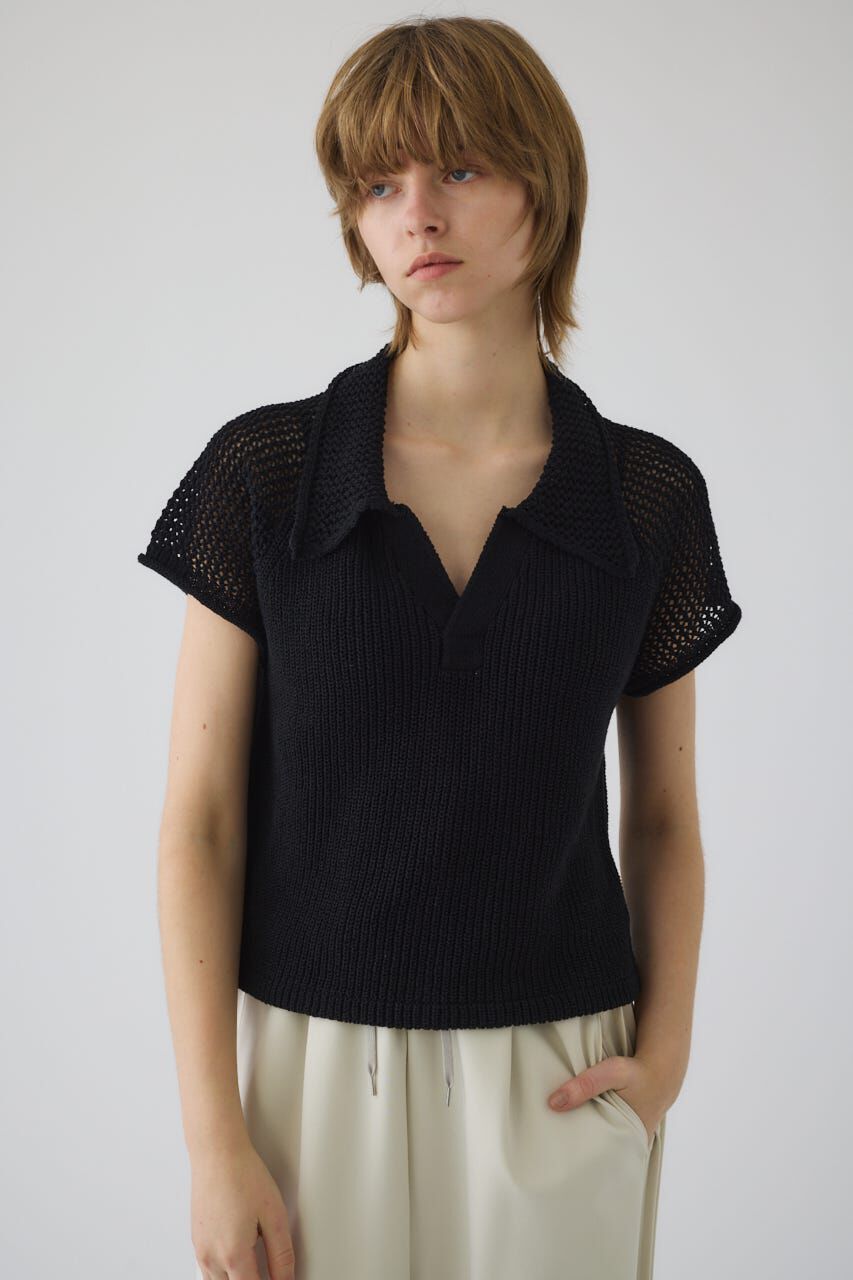 RIM.ARK 「Linen mix open collar tops」|ニット・セーター|