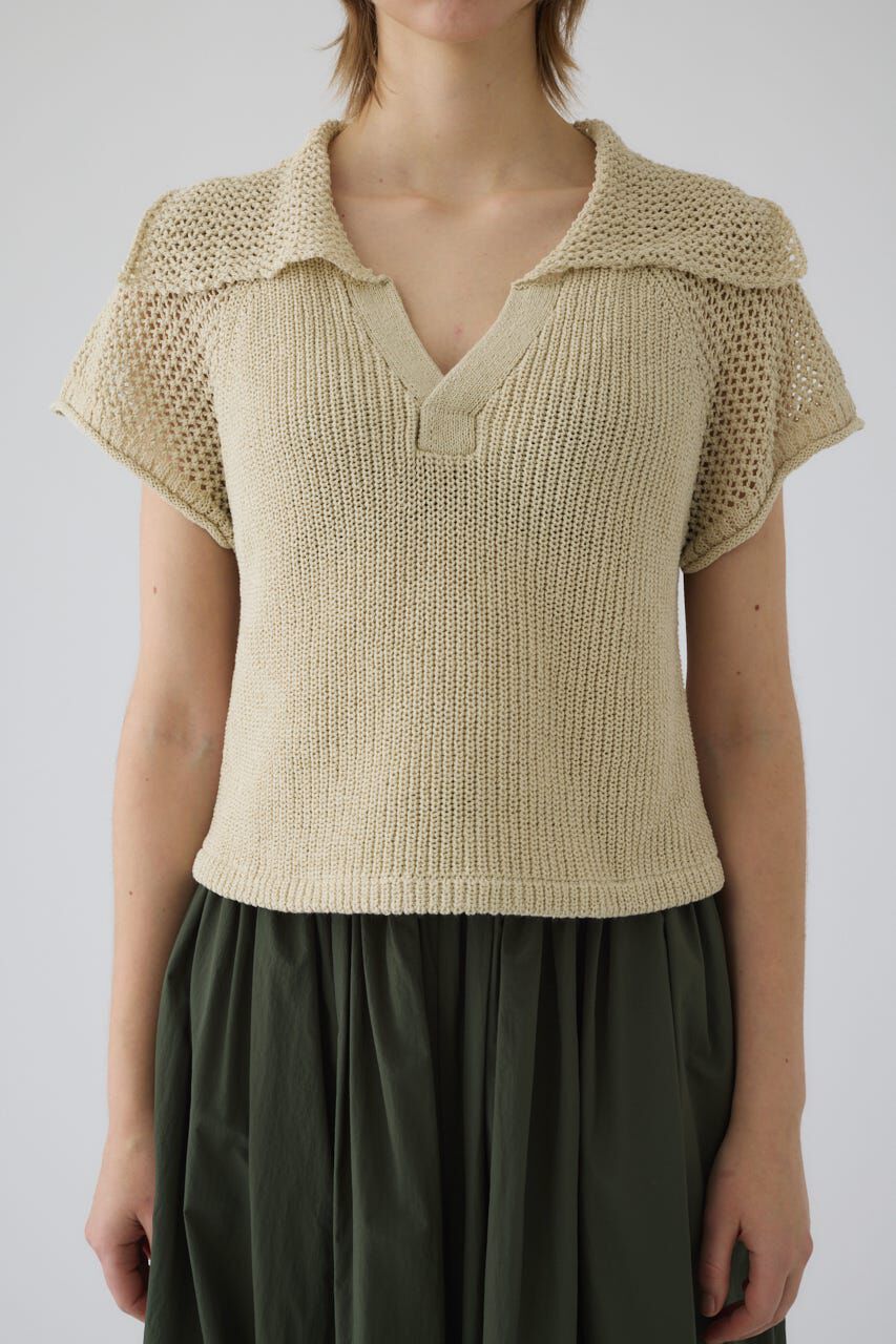 RIM.ARK 「Linen mix open collar tops」|ニット・セーター|