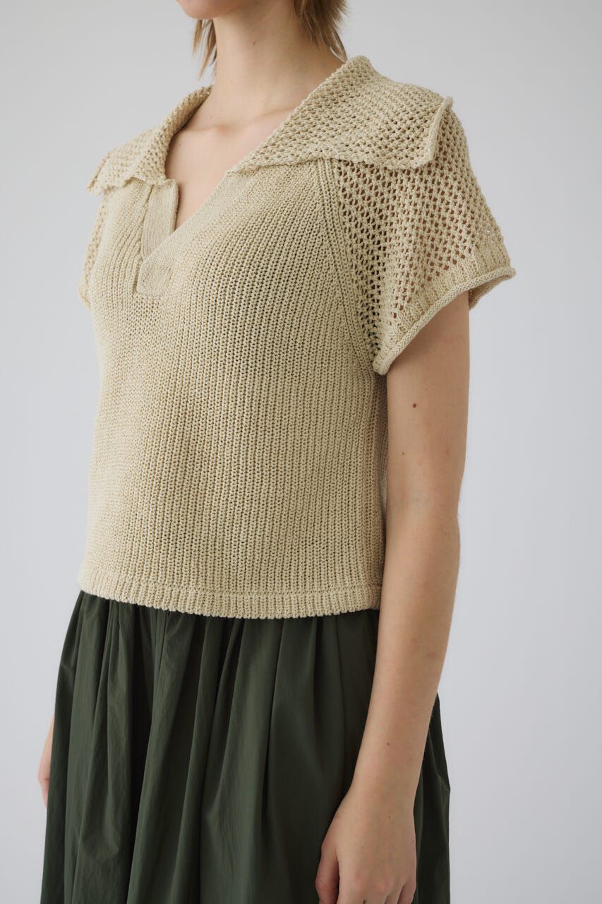 RIM.ARK 「Linen mix open collar tops」|ニット・セーター|