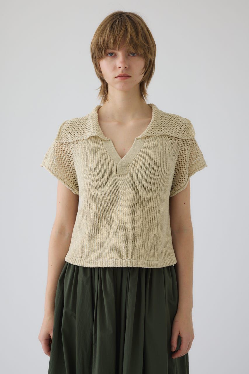RIM.ARK 「Linen mix open collar tops」|ニット・セーター|