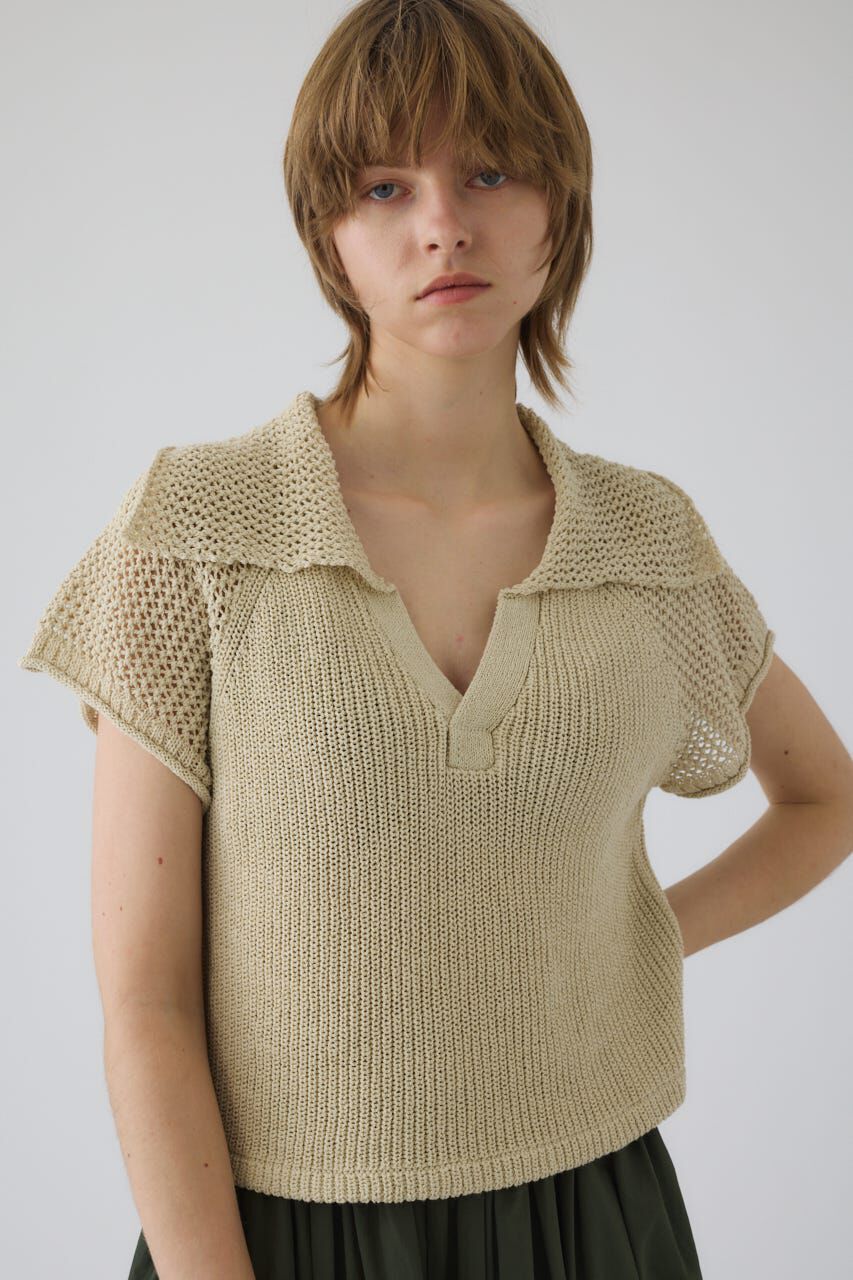RIM.ARK 「Linen mix open collar tops」|ニット・セーター|
