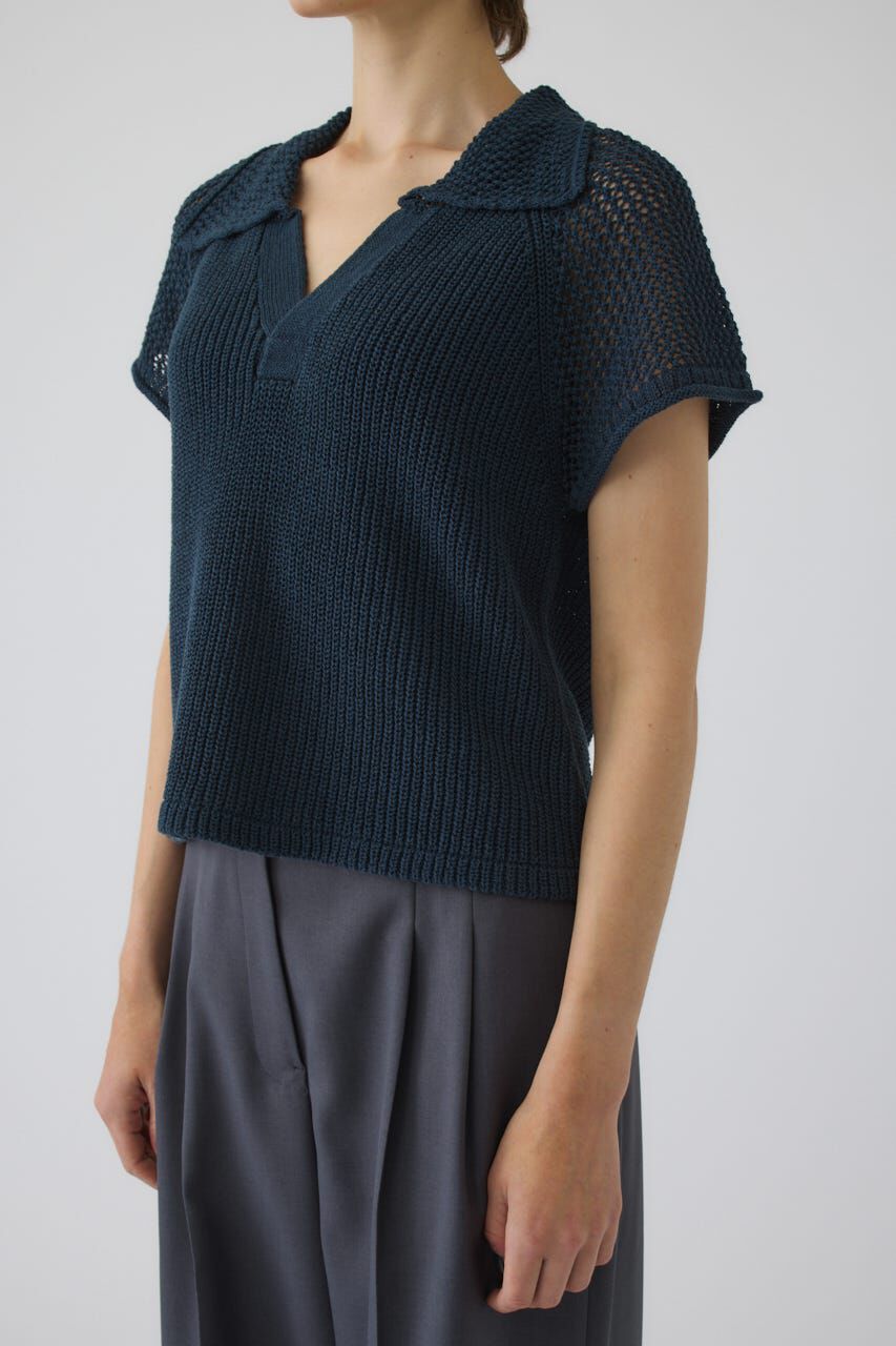 RIM.ARK 「Linen mix open collar tops」|ニット・セーター|