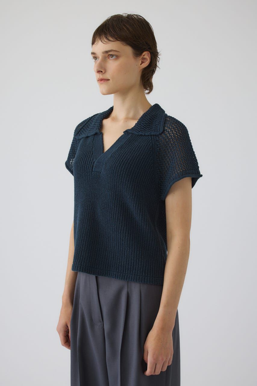 RIM.ARK 「Linen mix open collar tops」|ニット・セーター|