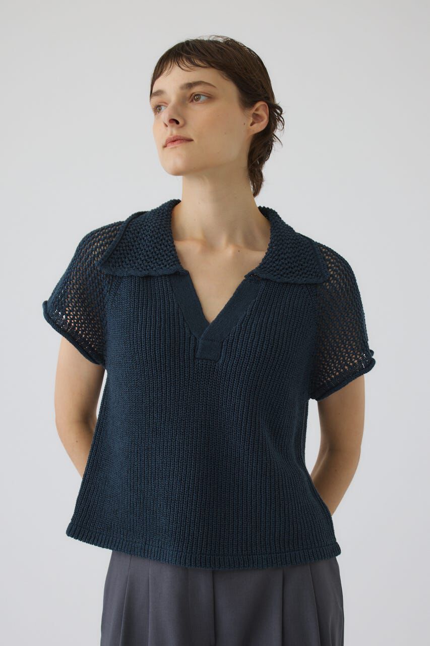 RIM.ARK 「Linen mix open collar tops」|ニット・セーター|